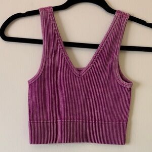 Stylish Ribbed Tank Top in Purple